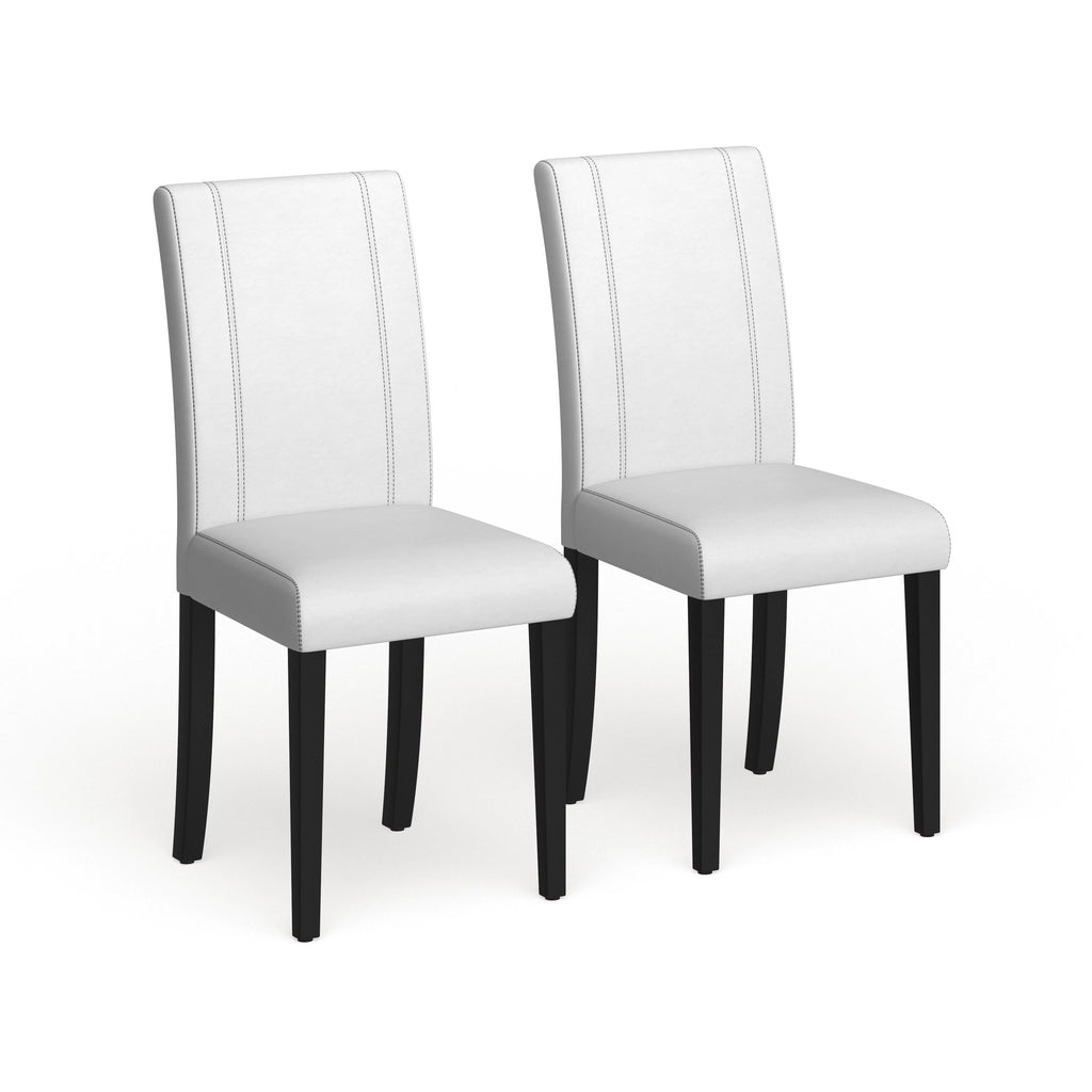 White Leatherette Parson Chairs Set of 2 N8271