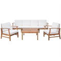 6 Seater Acacia Wood Sofa Set with Cream Cushions G35567