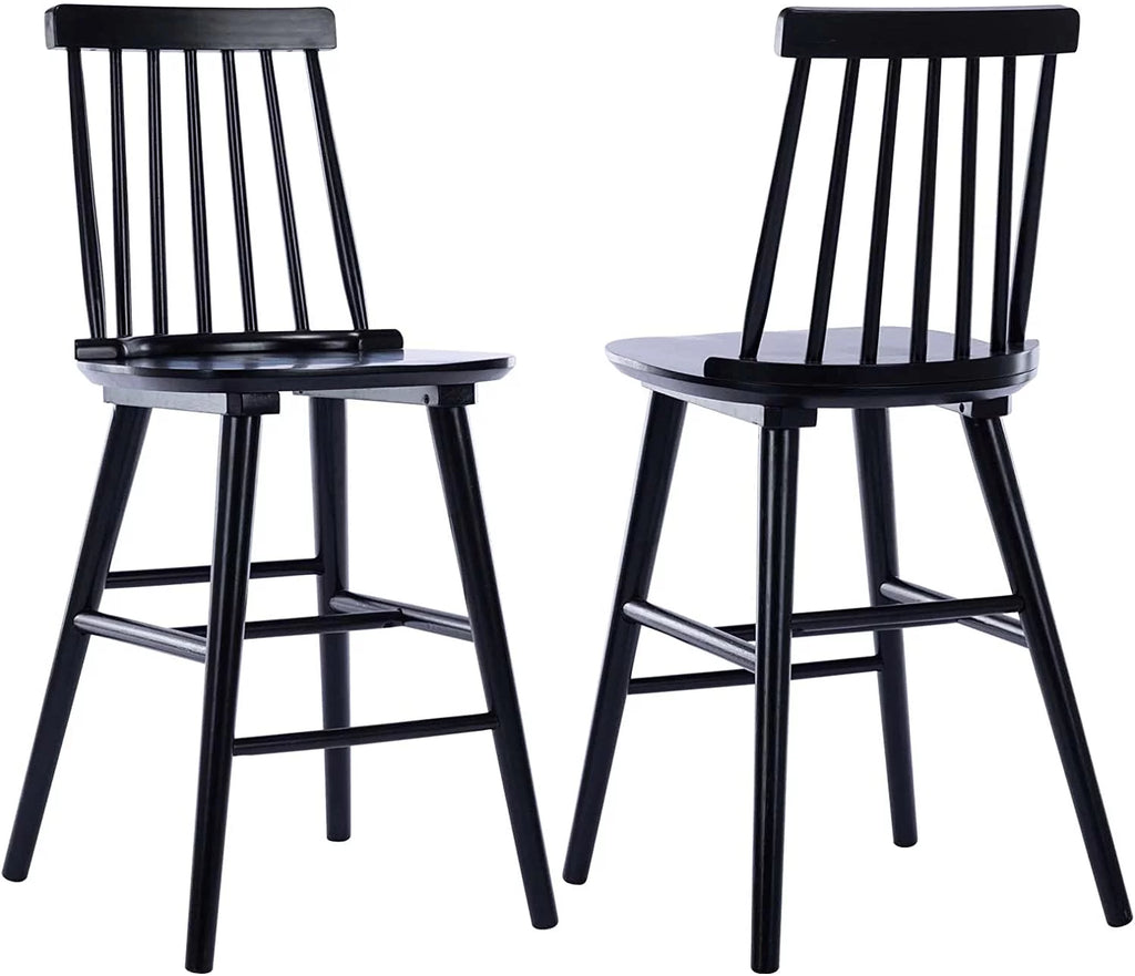 Black Wood Counter Stools Set of 2 A61034
