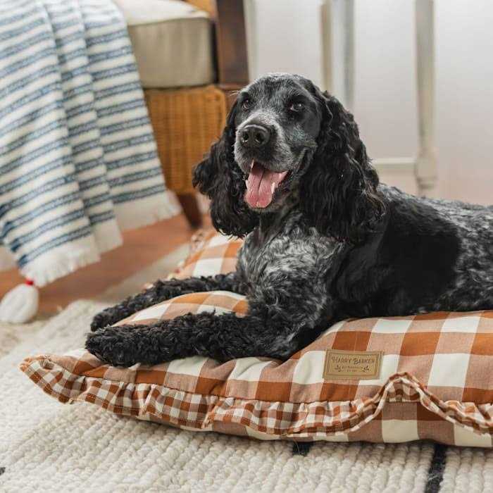 Brown Gingham Print Envelope Dog Bed D25777