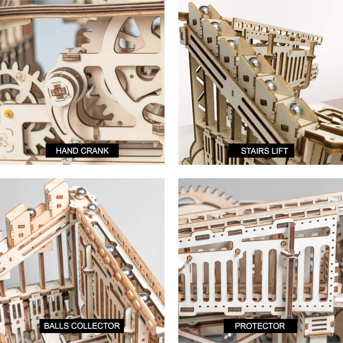 3D Wooden Puzzle Marble Run Model Building Kits Mechanical Puzzle Toy Pack of 2 N1952