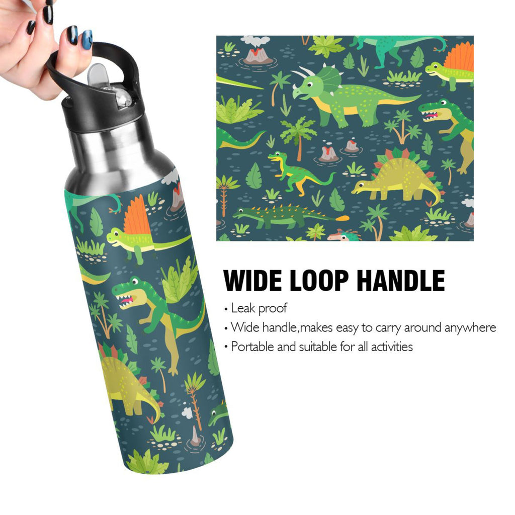 Stainless Steel Insulated Thermos Vacuum Flask Water Bottle with Straw Lid O8312