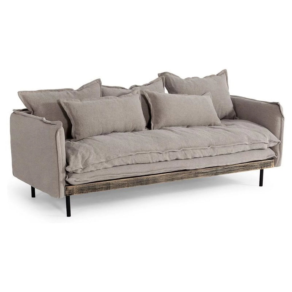 Gray Fabric & Wood Sofa Q180354