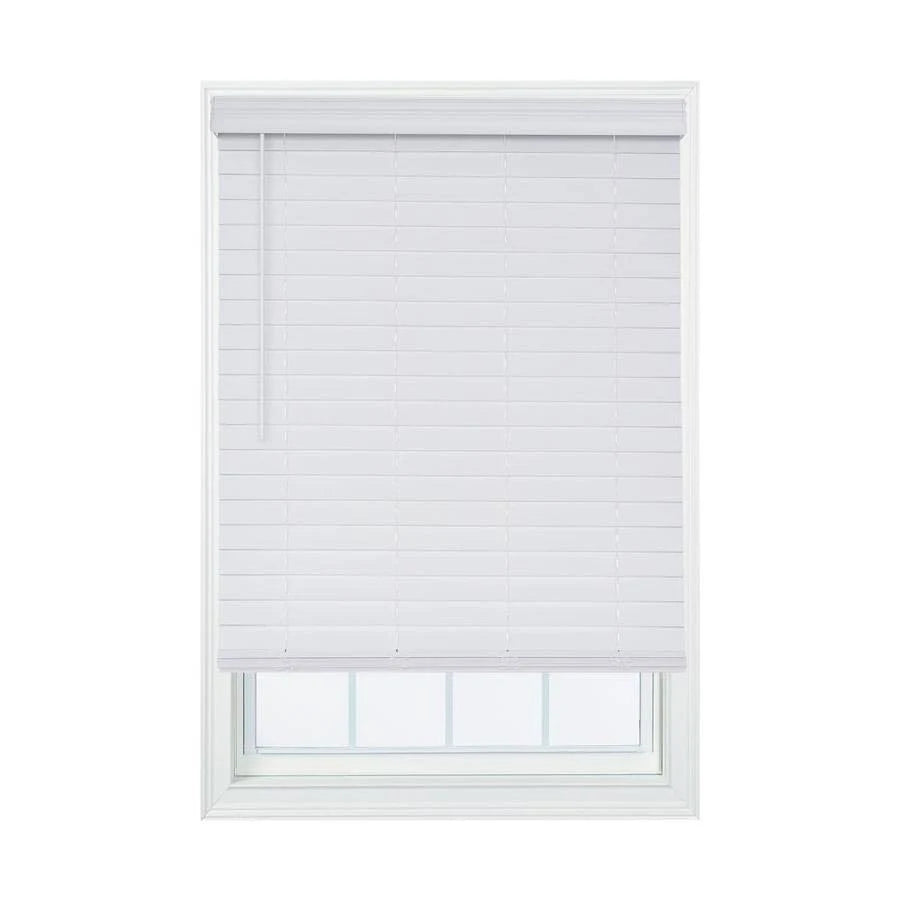Cordless White Faux Wood Room Darkening Horizontal Blinds I420545