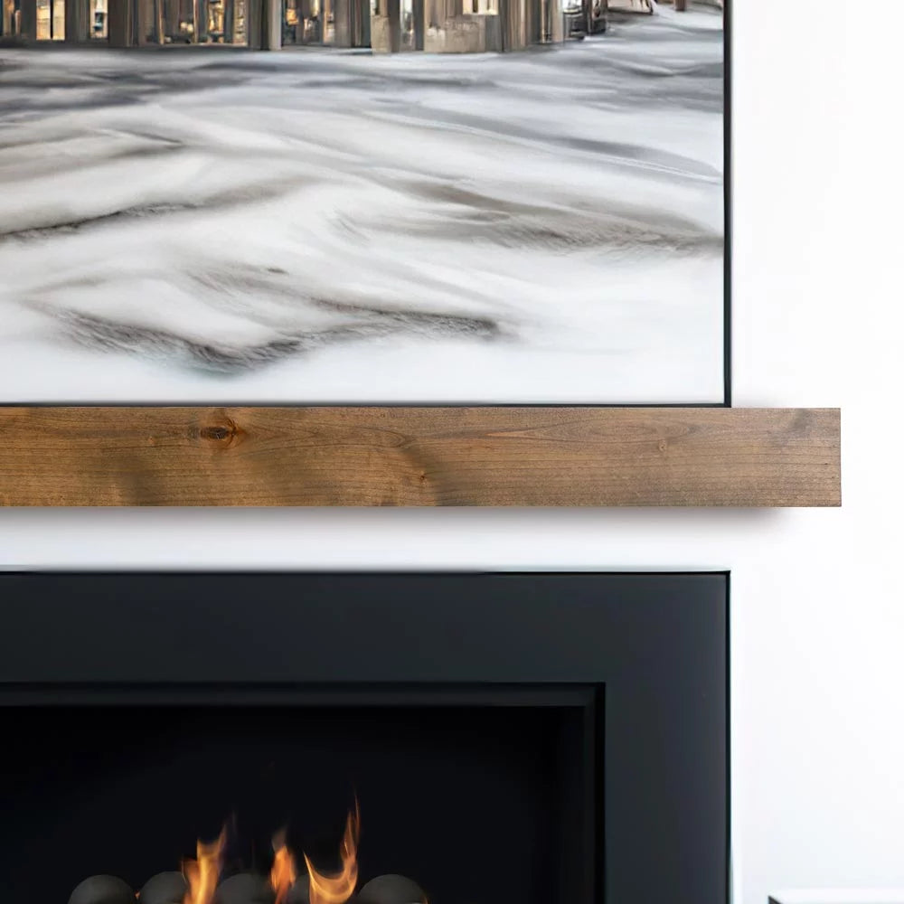 60 inch Floating Alder Wood Fireplace Mantel Shelf S8581