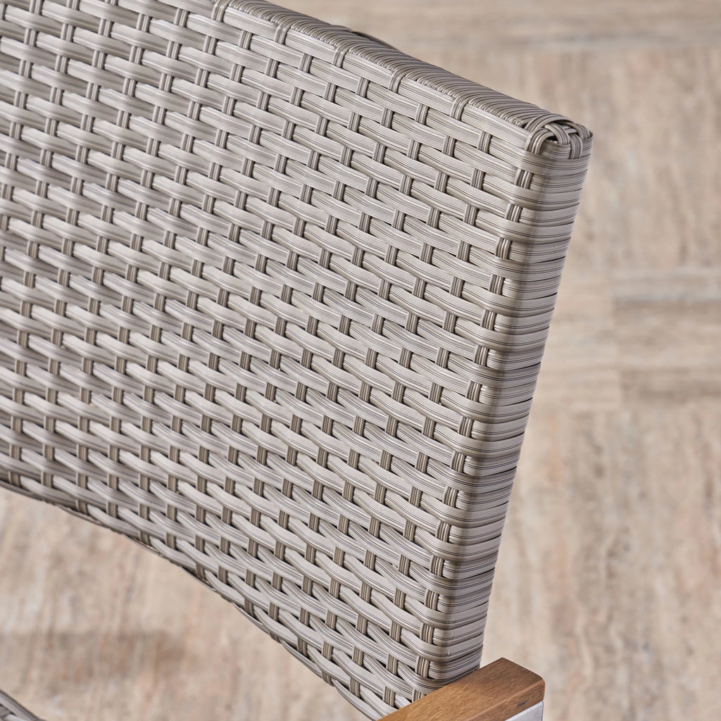 Set of 2 Silver Gray Wicker Dining Chairs Y85816