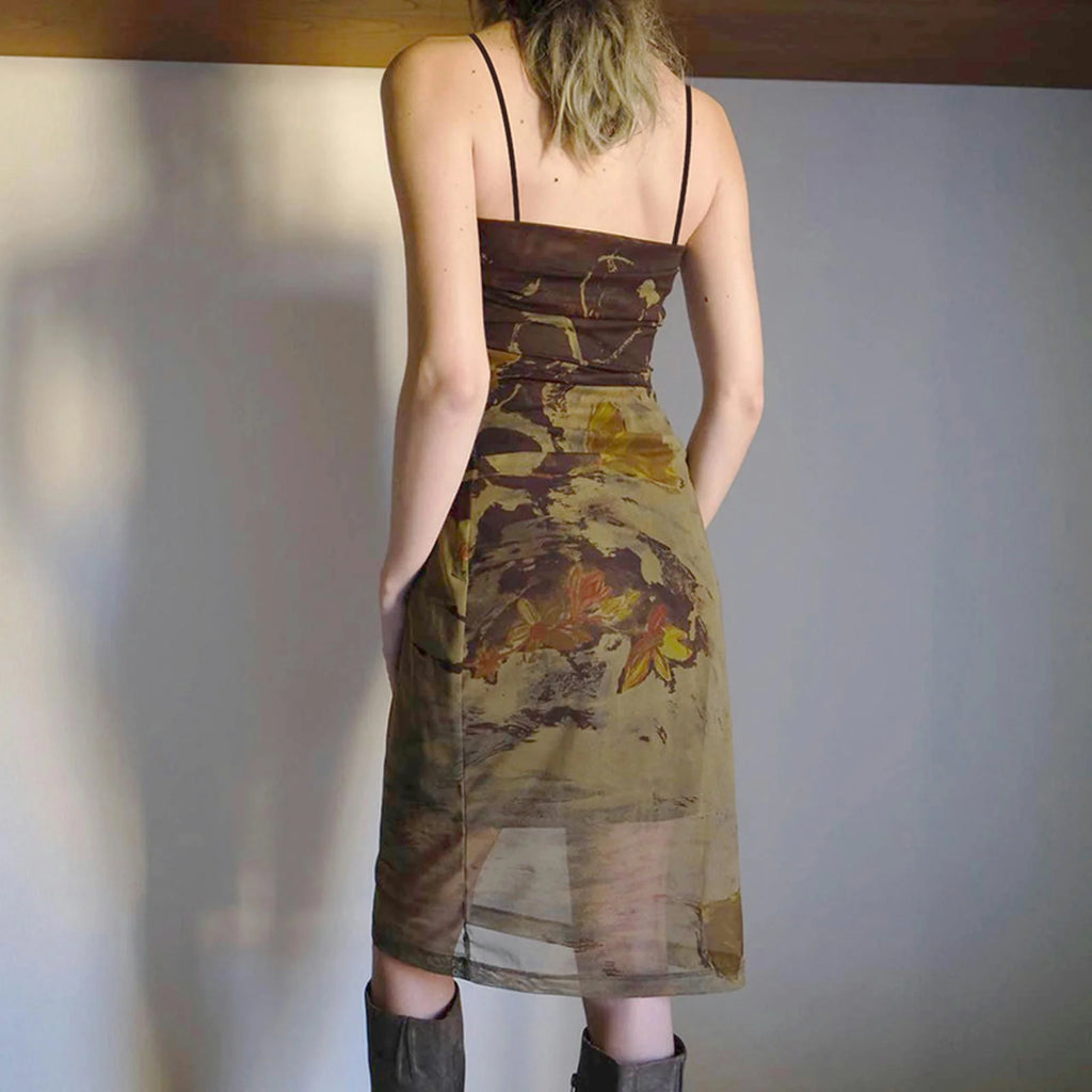 Brown Mesh Skirt U5159