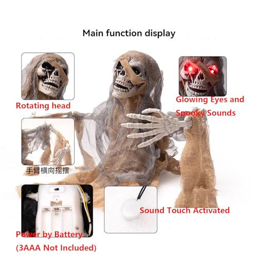 Animatronics Zombie Skeleton with Glowing Eyes and Sounds U97540
