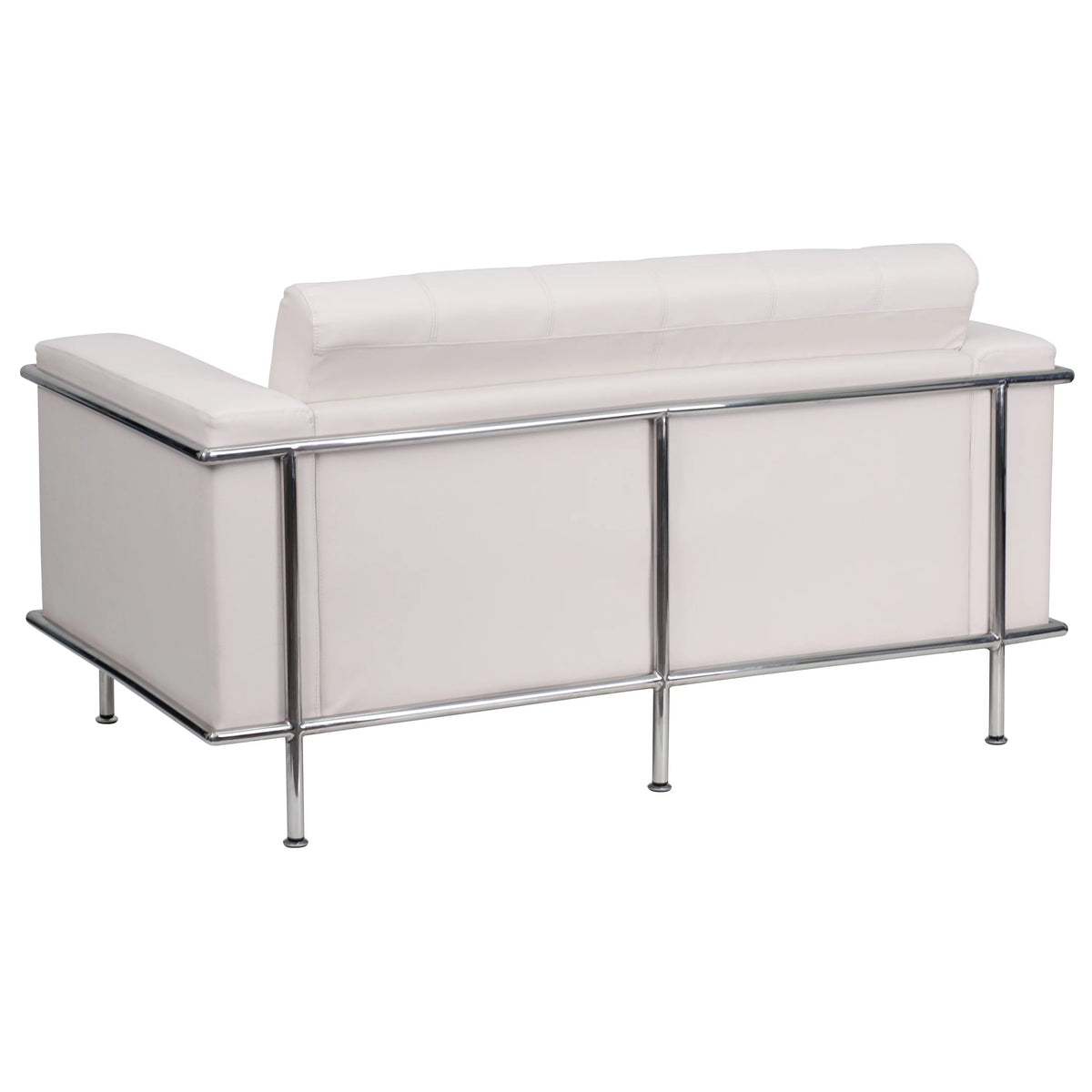 White LeatherSoft Loveseat with Encasing Frame K72142