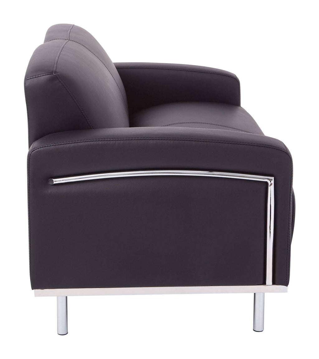 Bonded Leather Love Seat with Chrome Accents Z216