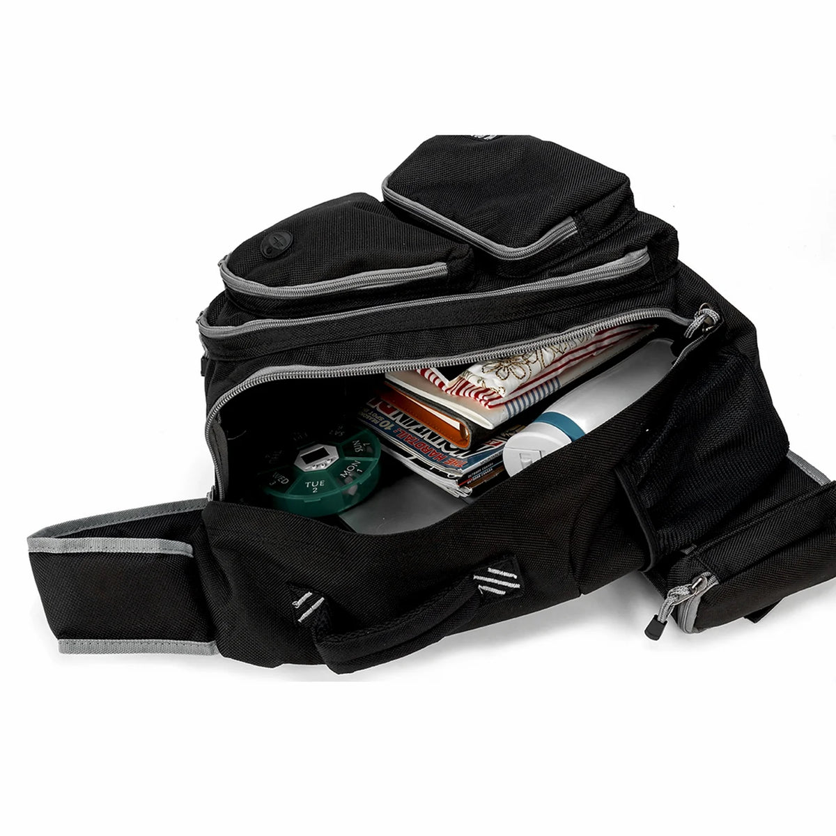 Black Polyester Sling Backpack W424