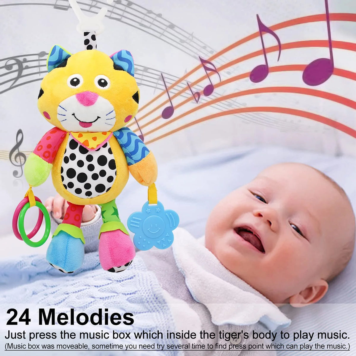 Tiger Baby Car Seat Toys with 24 Music and Teether E206657