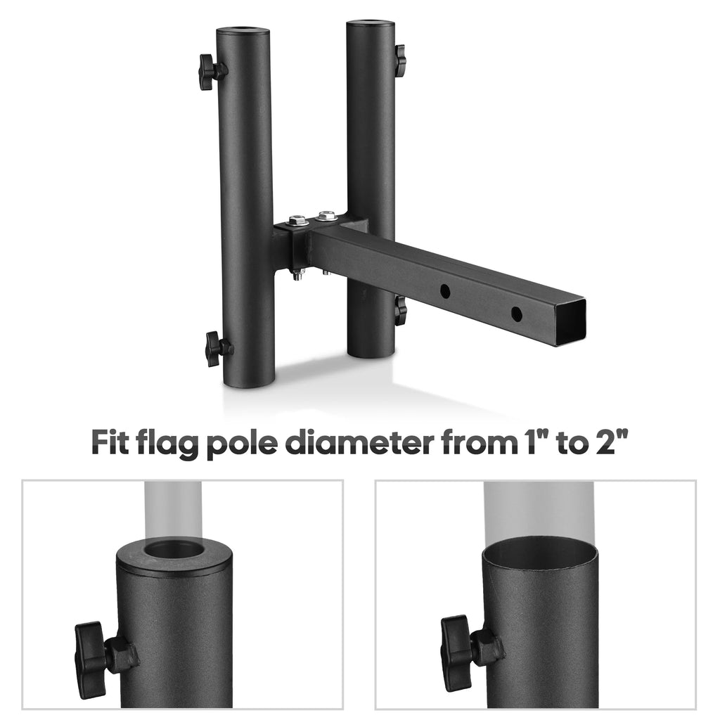 Flag Pole Holder Bracket 2" Hitch Mount with Anti-Wobble Screw I35909