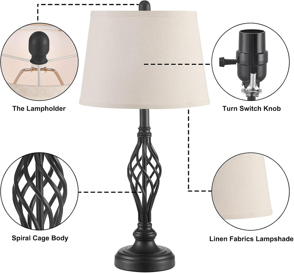 Set of 2 Table Lamps 27'' Spiral Cage Design K914