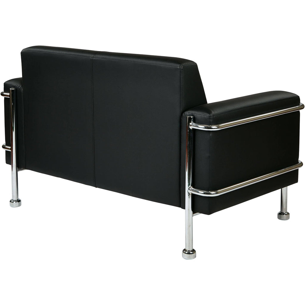 Bonded Leather Love Seat with Chrome Accents Z216