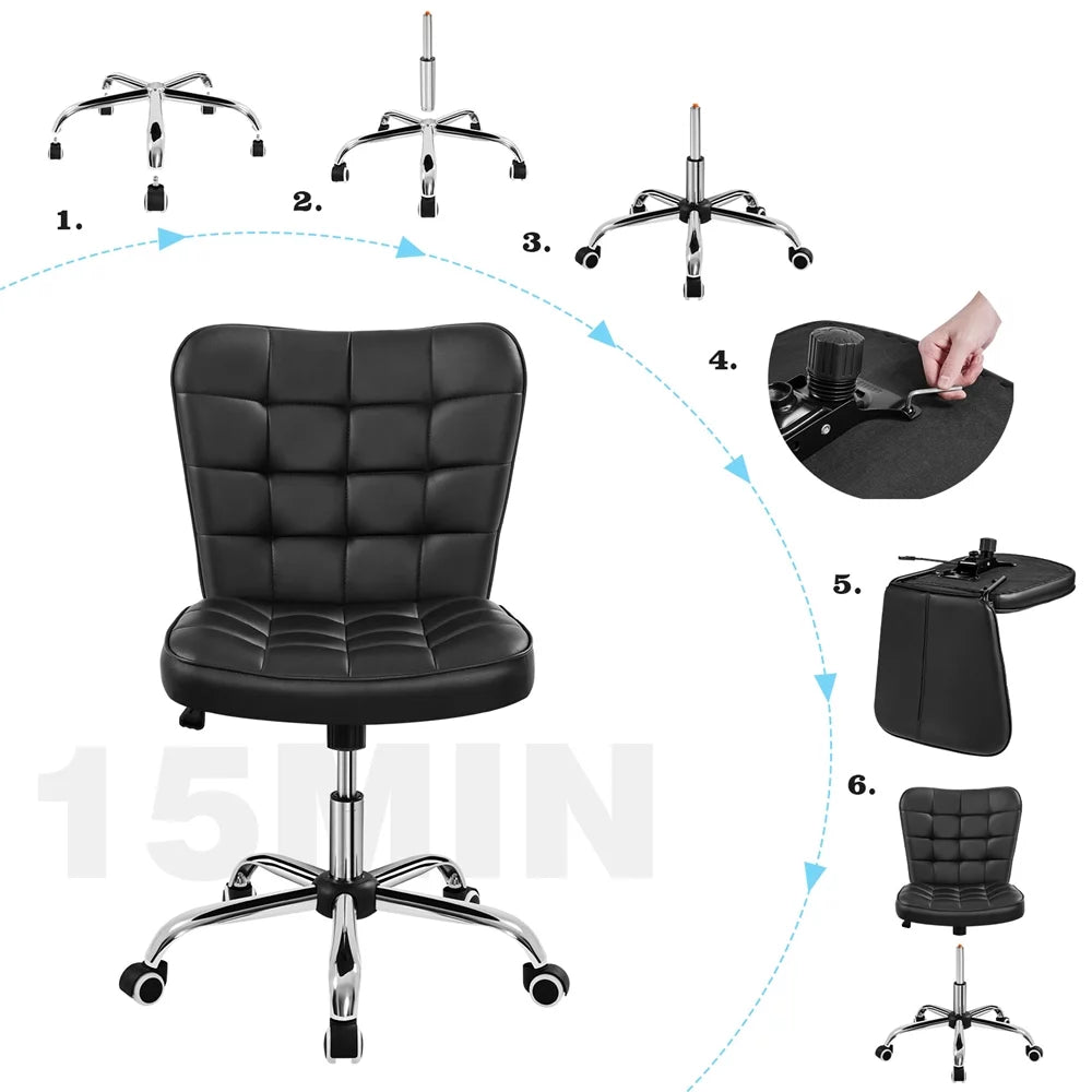 Black Tufted Faux Leather Desk Chair R93785