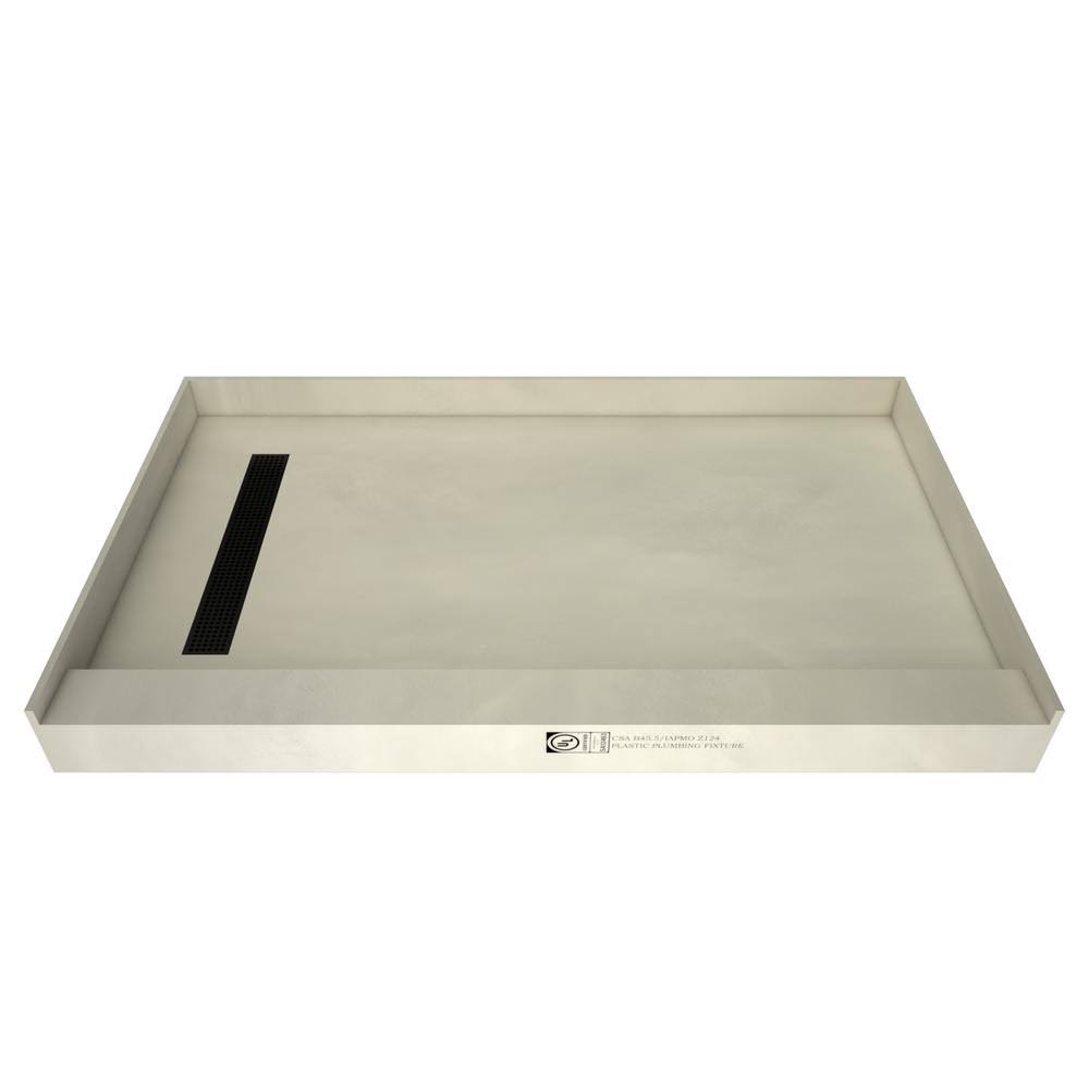 Matte Black Single Threshold Shower Base with Left Drain I302026