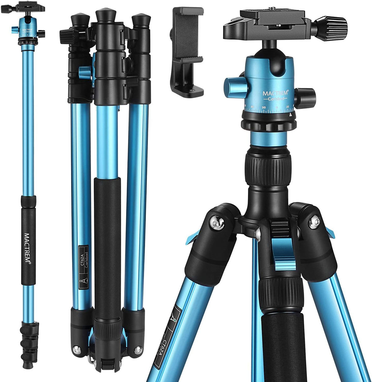 Lightweight Camera Tripod with Phone Mount and Carry Bag L942638
