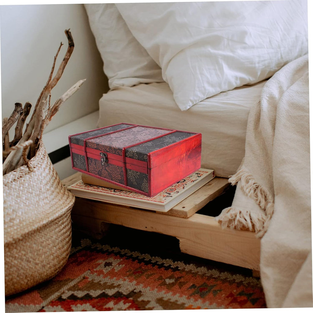 2pcs Wooden Jewelry Storage Case with Lock Ring O40499
