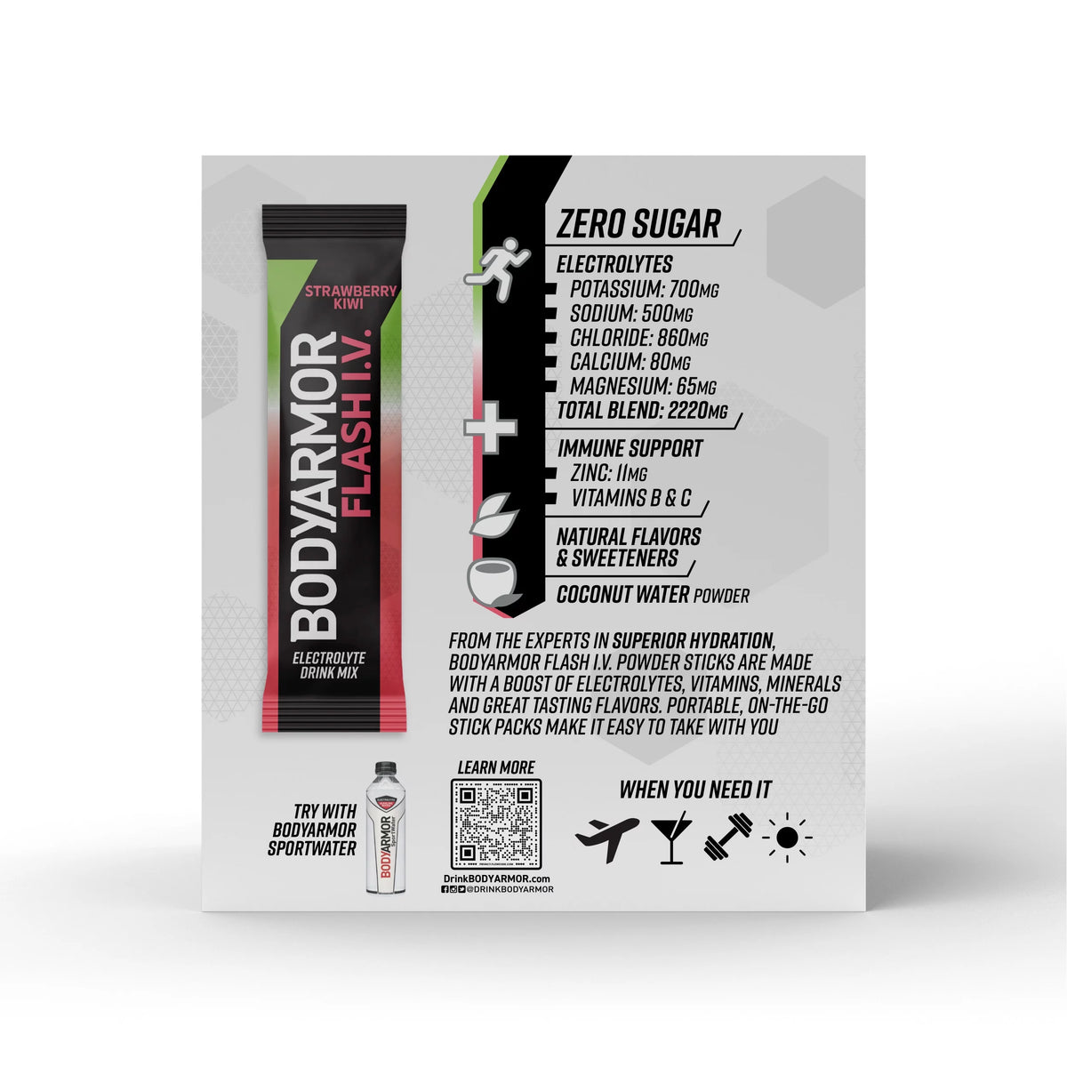 Strawberry Kiwi Electrolyte Powder Sticks, 15pk J298