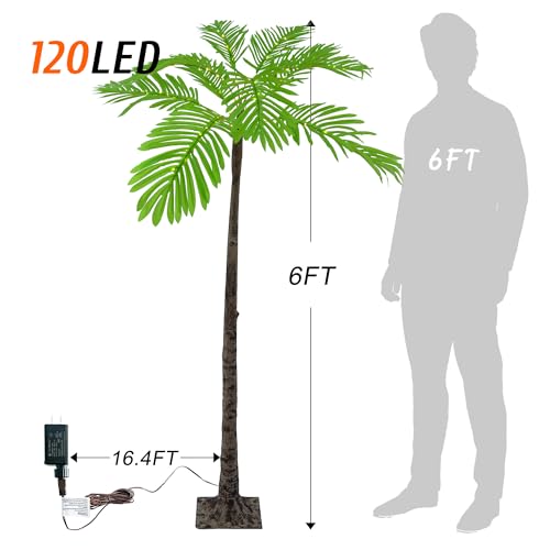 6FT Artificial Palm Tree with 120 LED Lights O1188