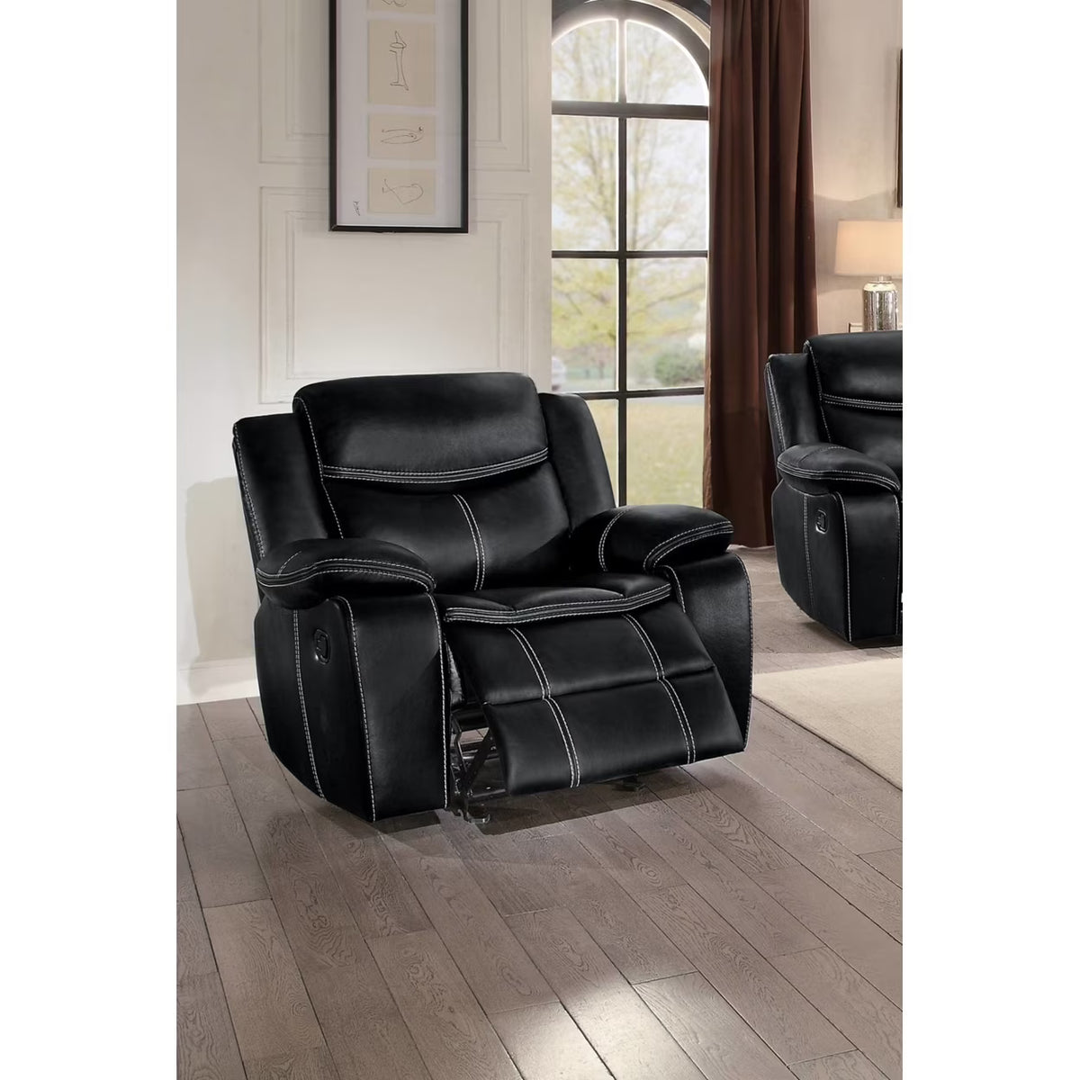Black Faux Leather Gel Glider Reclining Chair T974202