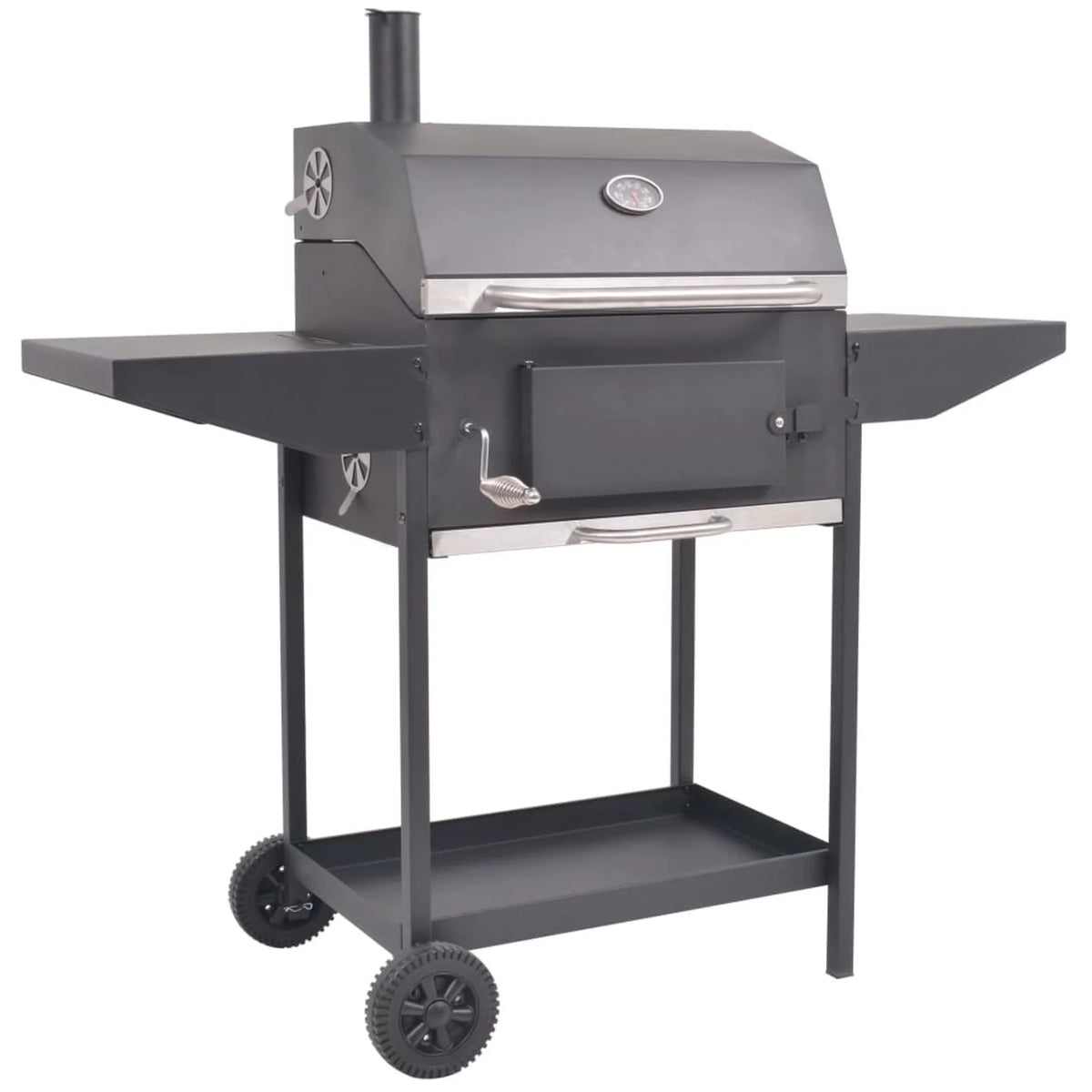 BBQ Charcoal Smoker with Bottom Shelf Black J4906