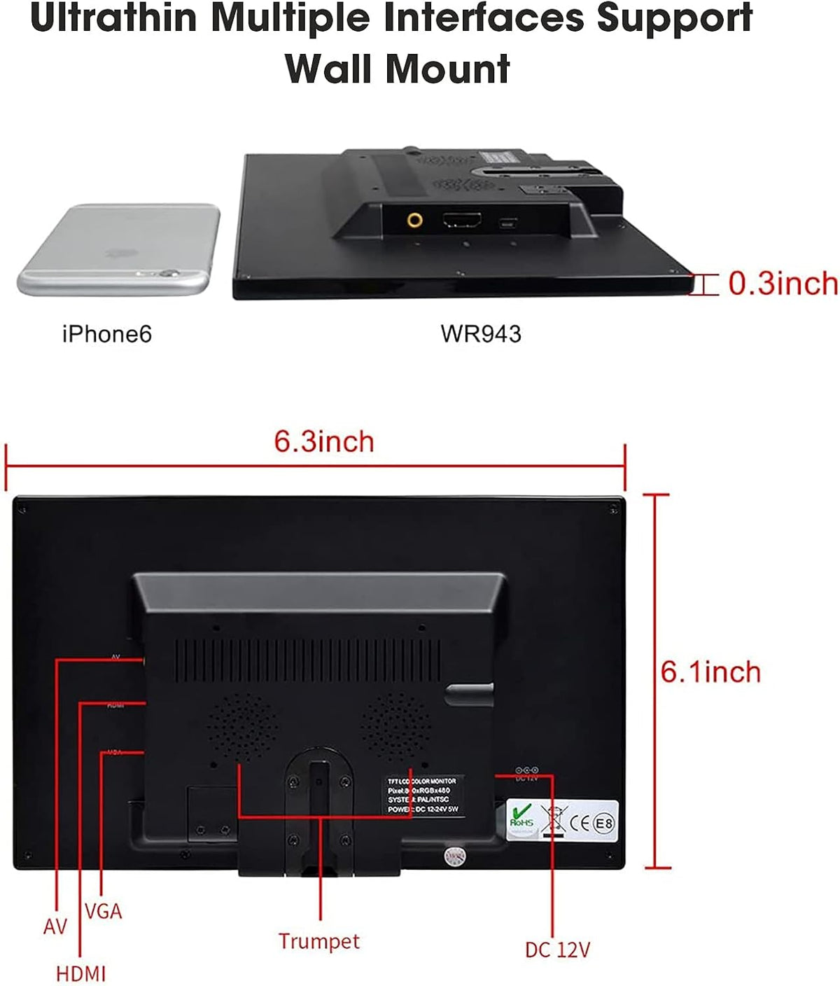 10.1 Inch Security CCTV Monitor with Remote Control Pack of 2 R8058
