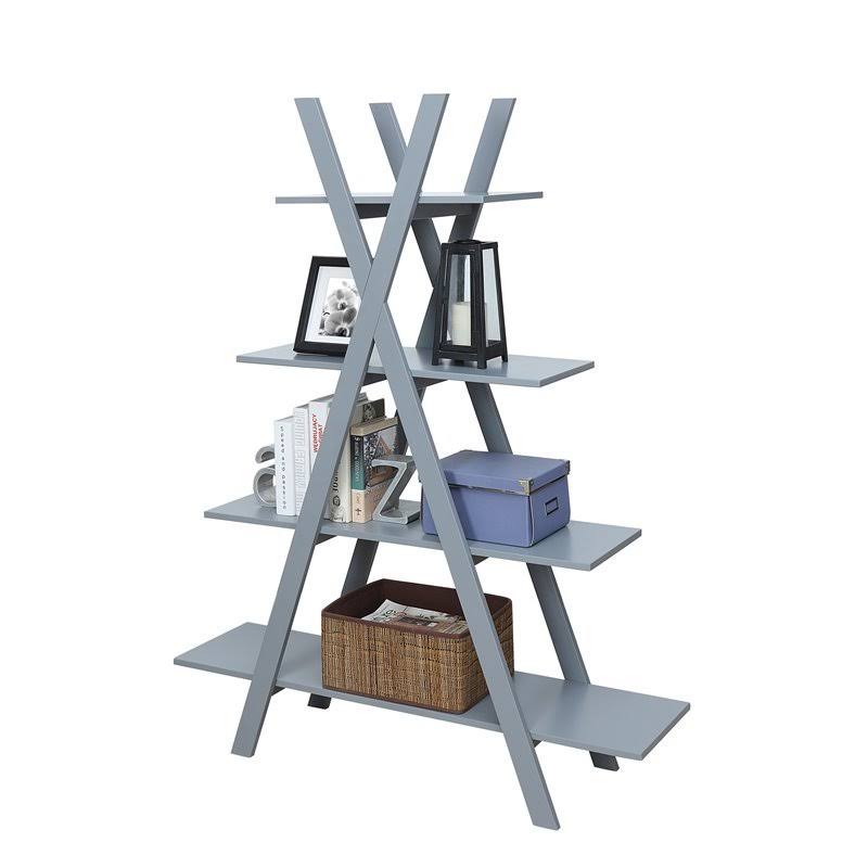 Gray Wood A Frame Bookshelf L51742