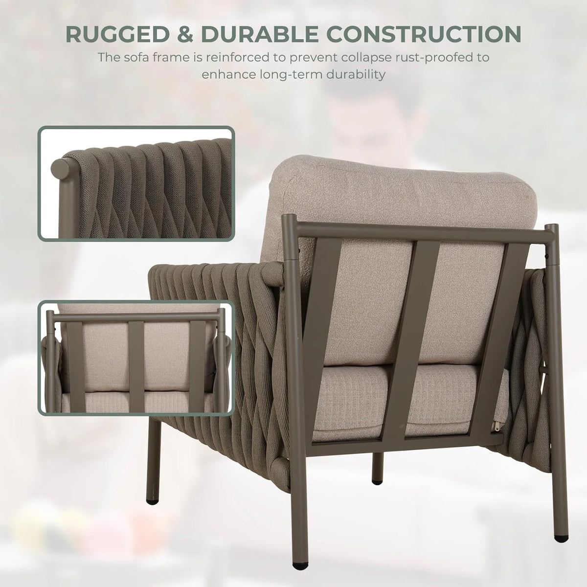 5-Piece Cotton Rope Outdoor Conversation Set with Cushions Q957055