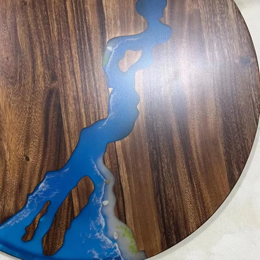 Round Teak Wood Resin Coffee Table B45759