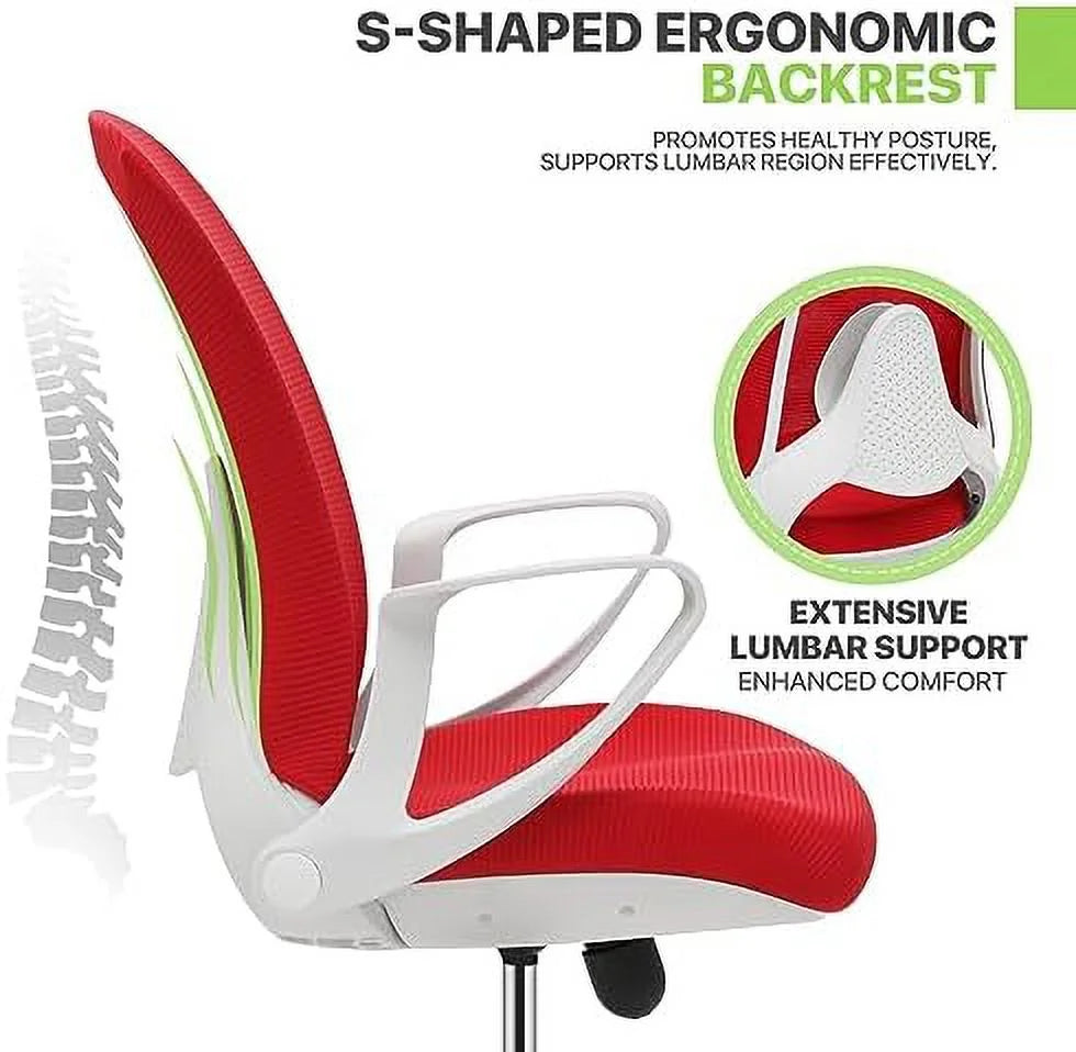 Red Mid-Back Mesh Ergonomic Office Chair E937