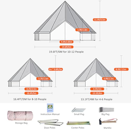 4 Seasons Canvas Bell Tent with 2 Stove Jack X22319