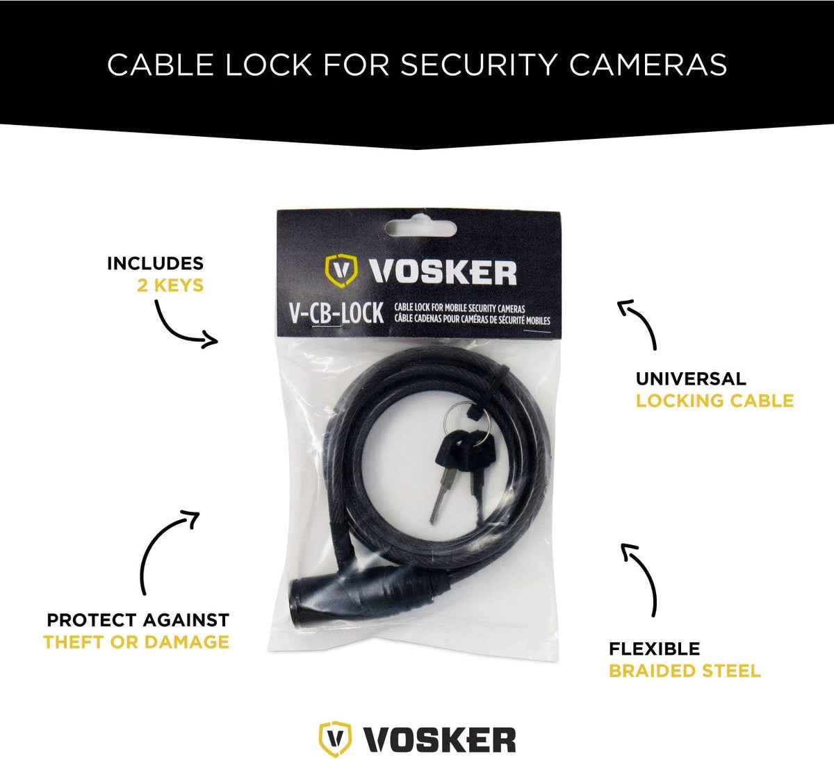 Security Cable Lock with 2 Keys, Braided Steel, 6 Feet O194