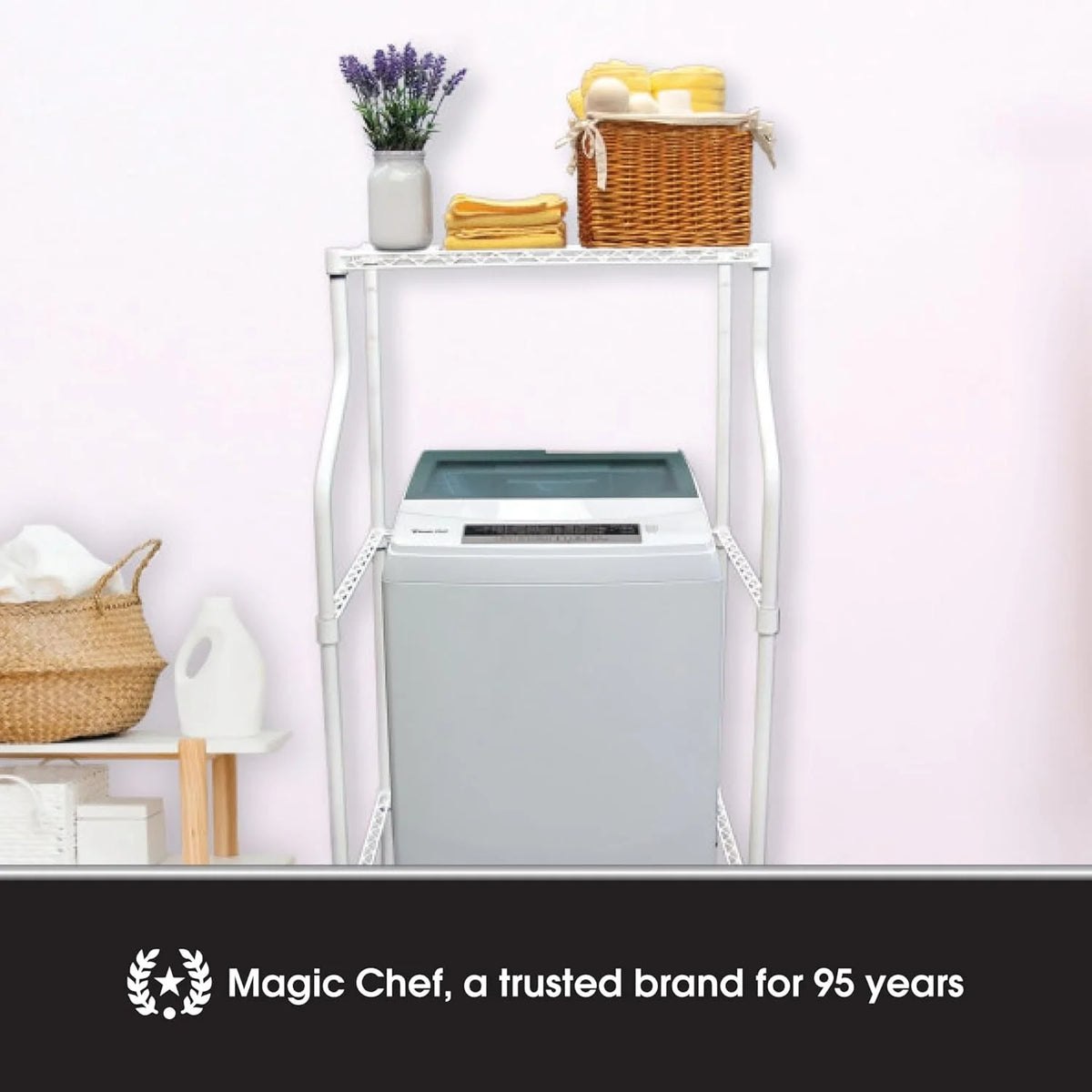 Laundry Sand, Space-Saving Washer-And-Dryer Rack, 23.6" D X 29.5" W X 53.1" H, White W747416