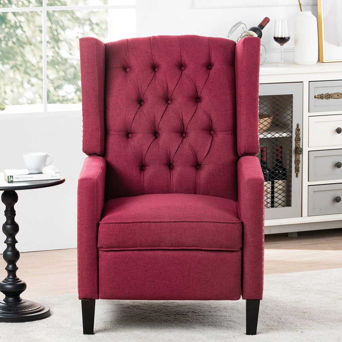 Red Manual Wing Chair Recliner Z294