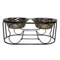 Wrought Iron Stand with Double Stainless Steel Feeder Bowls Z85063