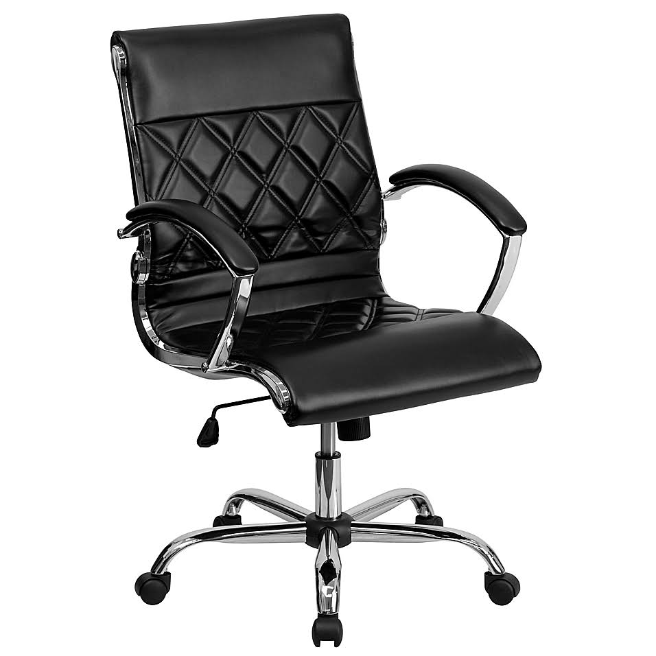 Bonded Leather Office Chair with Arms in Black P6497
