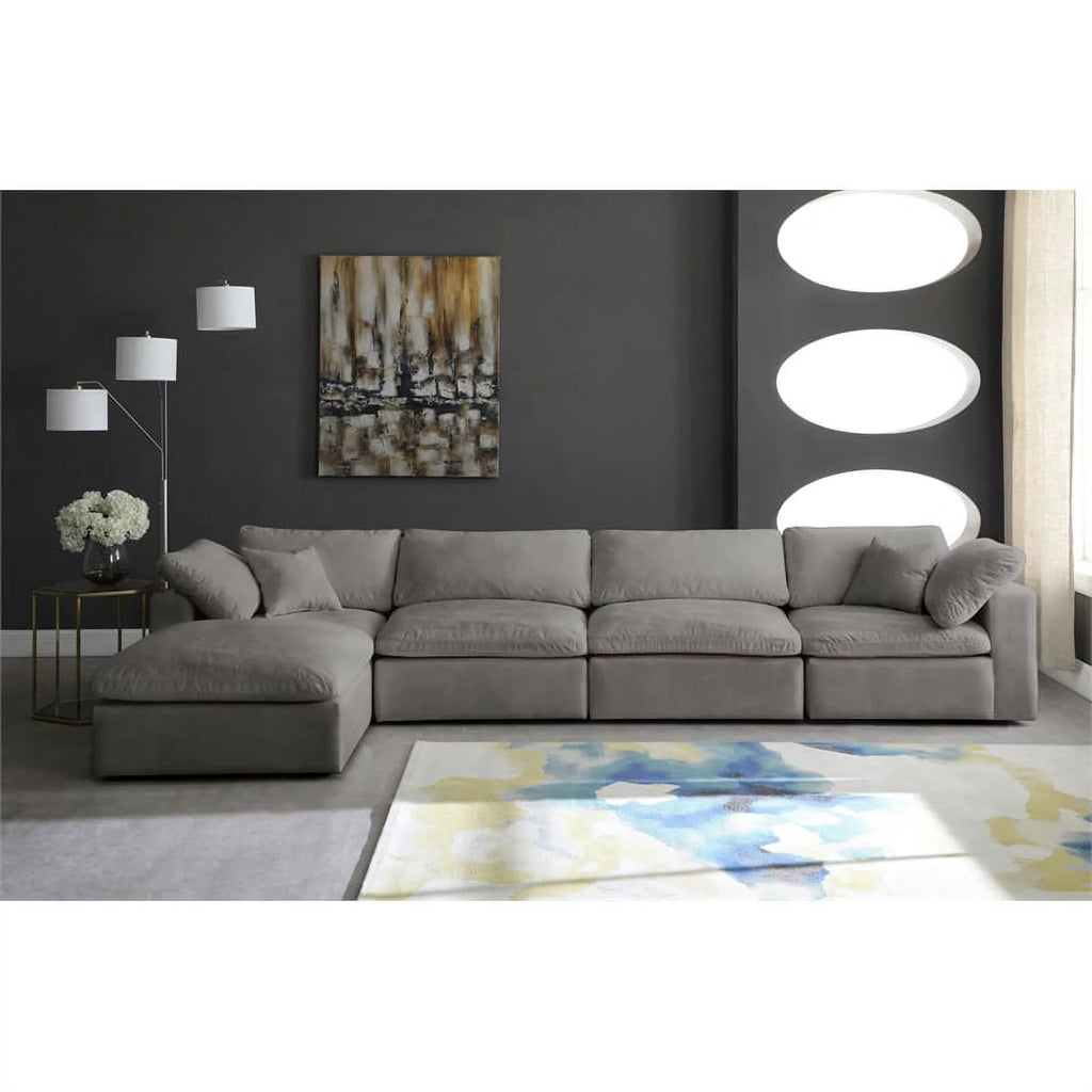 Gray Velvet Modular Sectional A74385