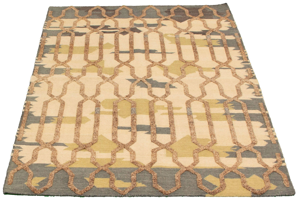 Ivory Wool Kilim Rug D6501