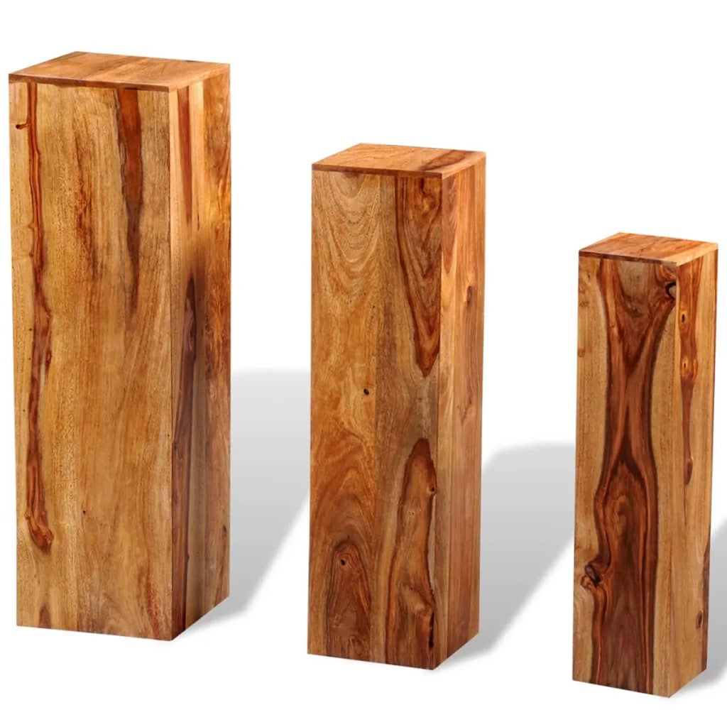 3 Piece Solid Sheesham Wood Stands E526