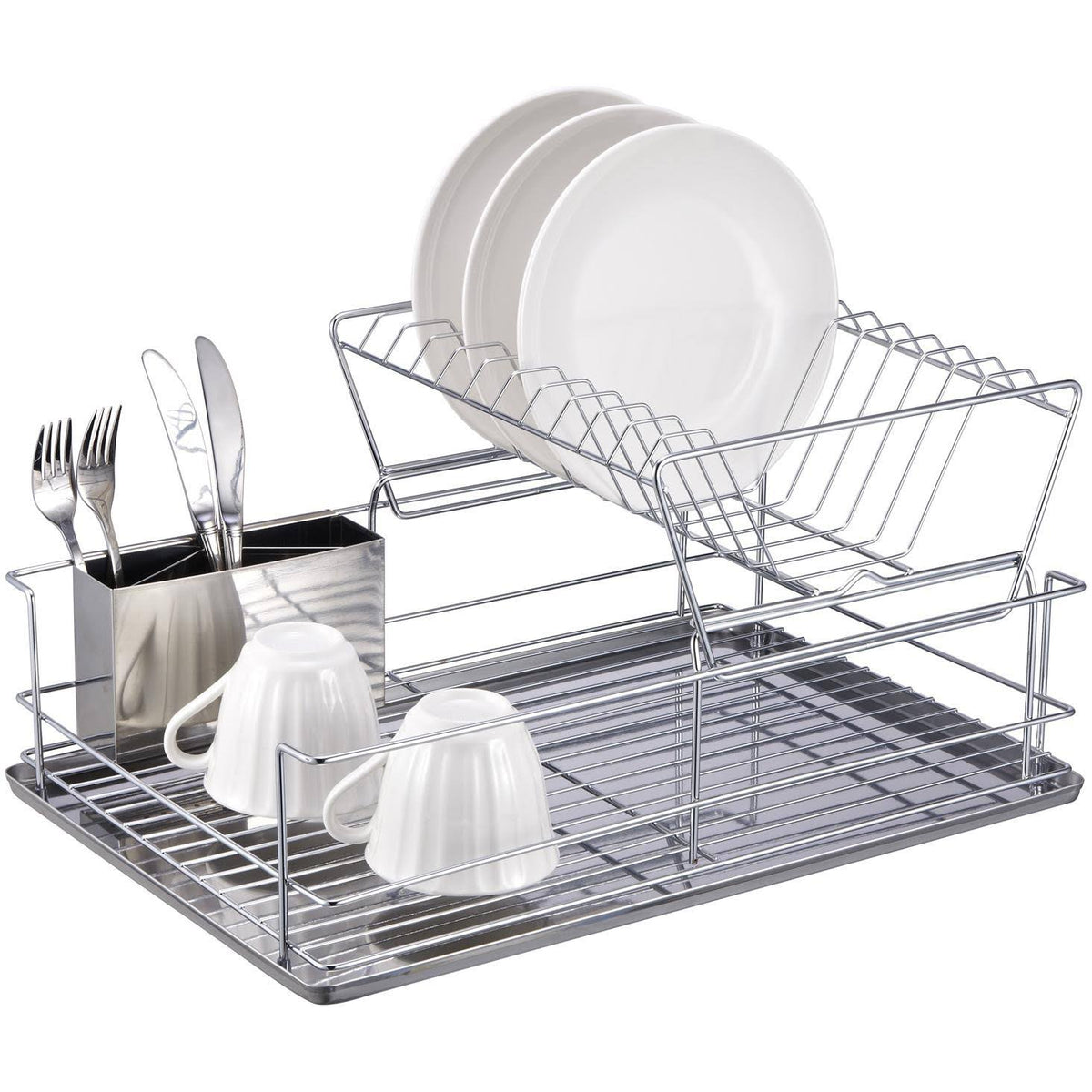 2-Tier 3 Piece Steel Dish Drainer Y519
