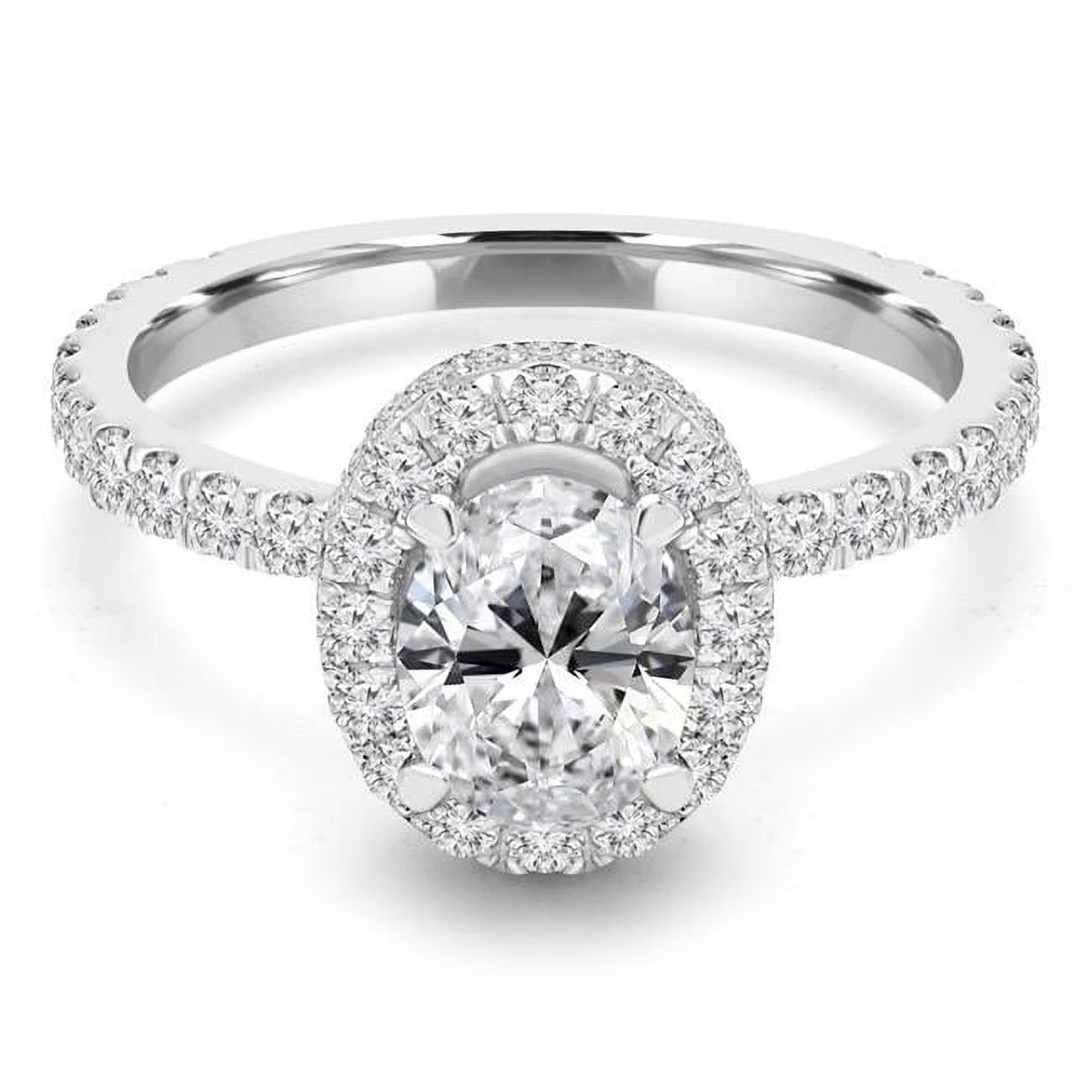 Oval Halo Engagement Ring 14K White Gold Z48426