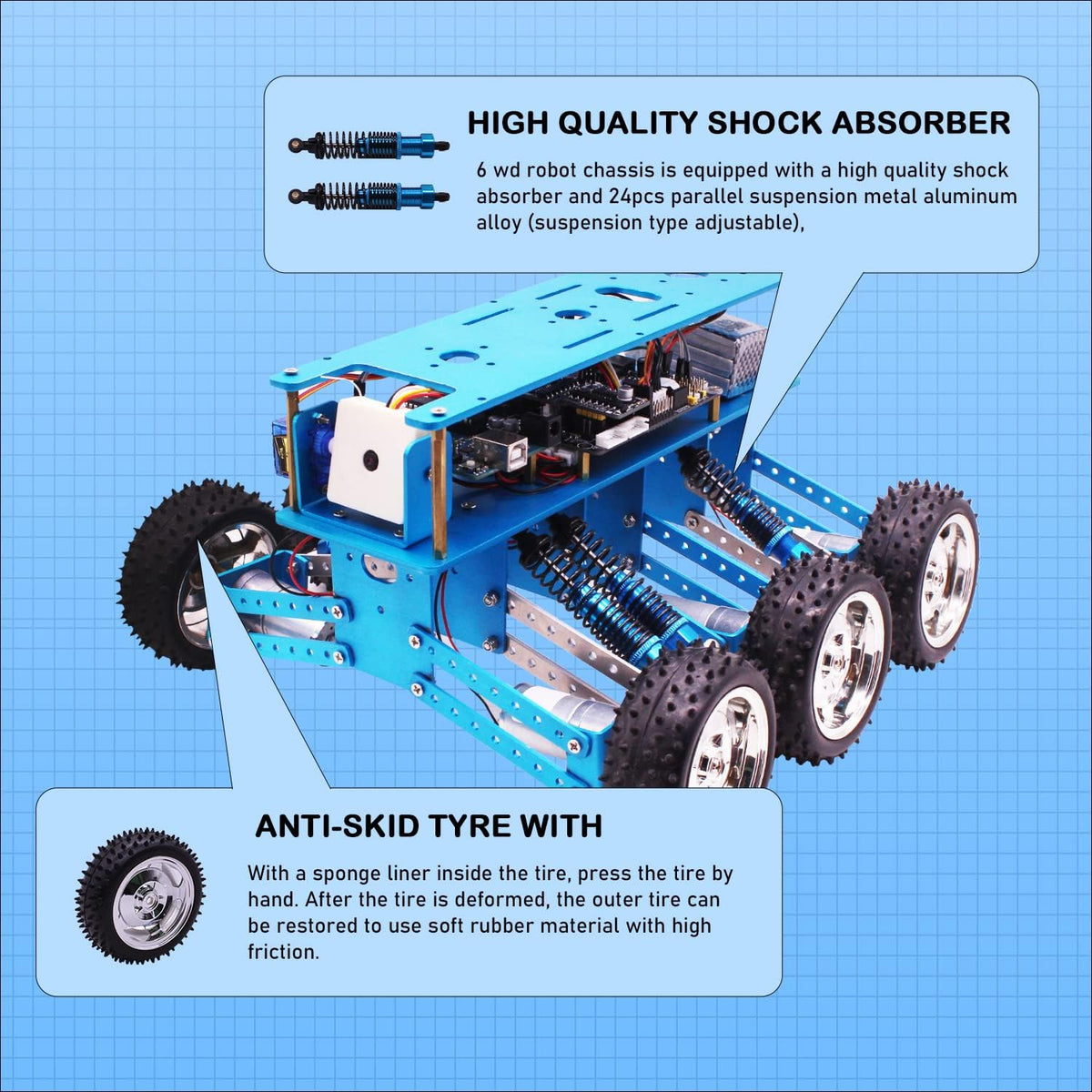 6WD Robot Kit with Camera DIY Programmable RC Car S7928