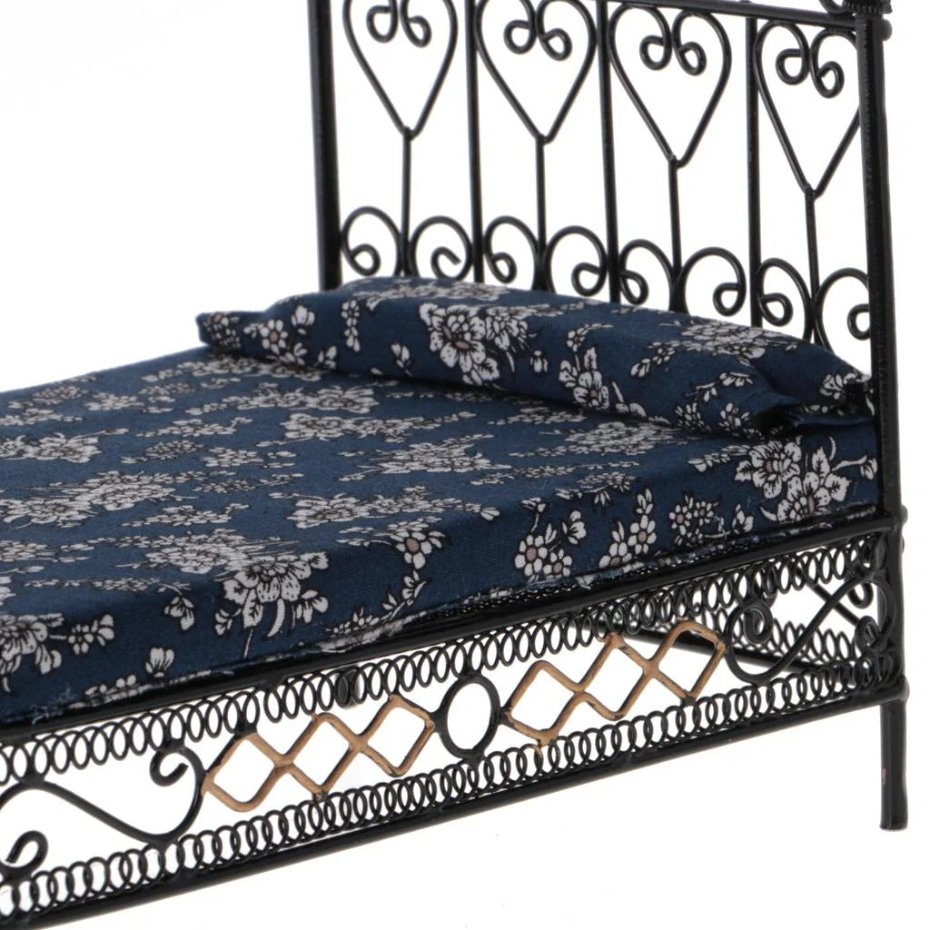 Black Metal Dollhouse Double Bed Furniture H682