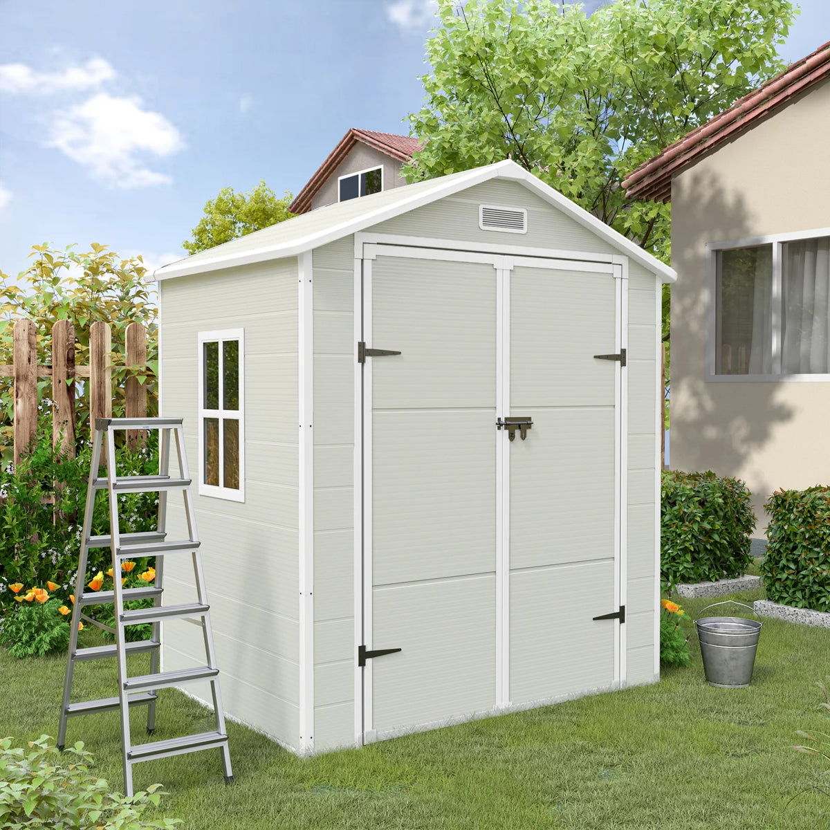 6x4.5 FT Resin Outdoor Storage Shed with Lockable Door F78296