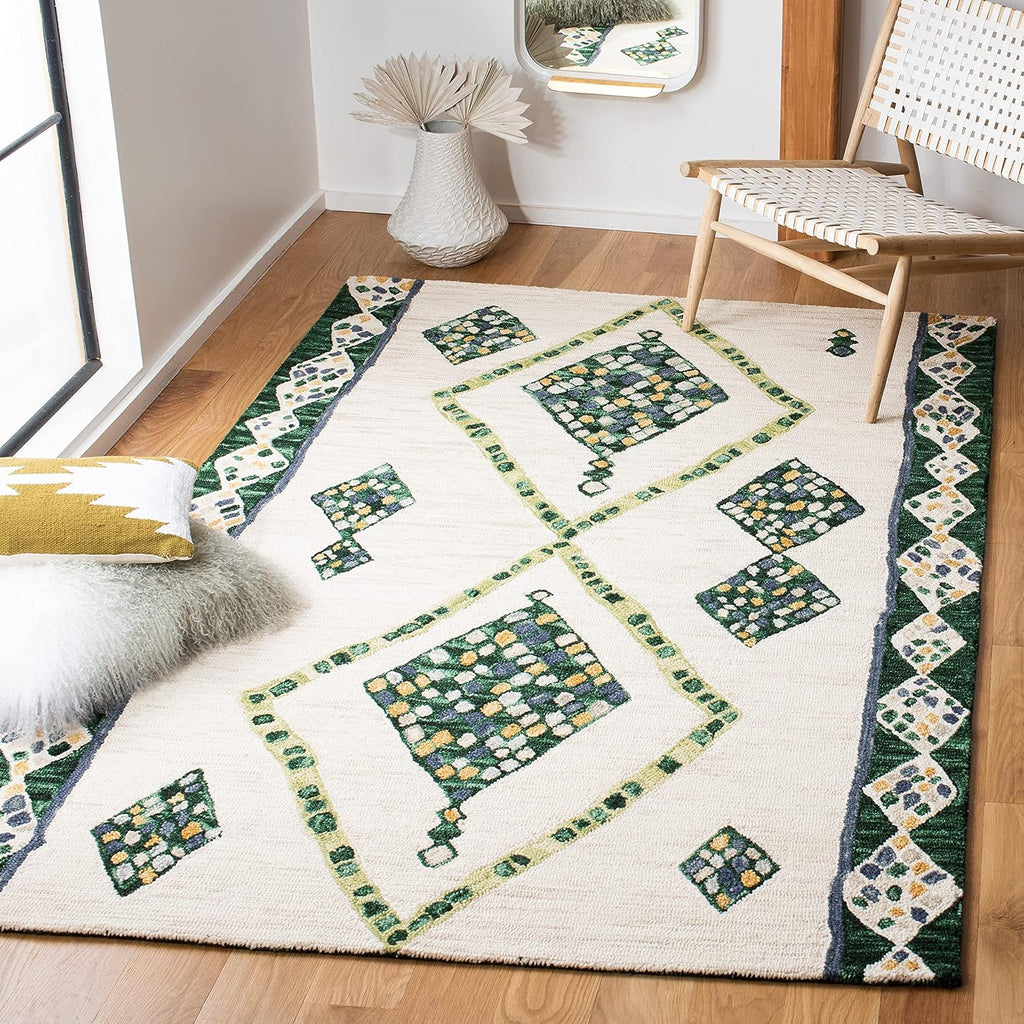 Handmade Moroccan Tribal Wool Runner, Ivory / Multi D3870