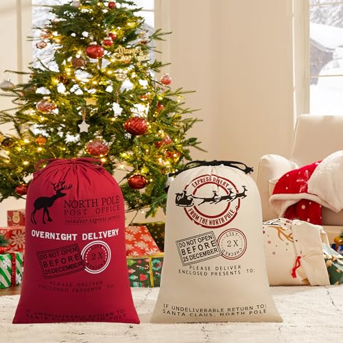 Canvas Santa Sack with Drawstring 2 Pack Z39716