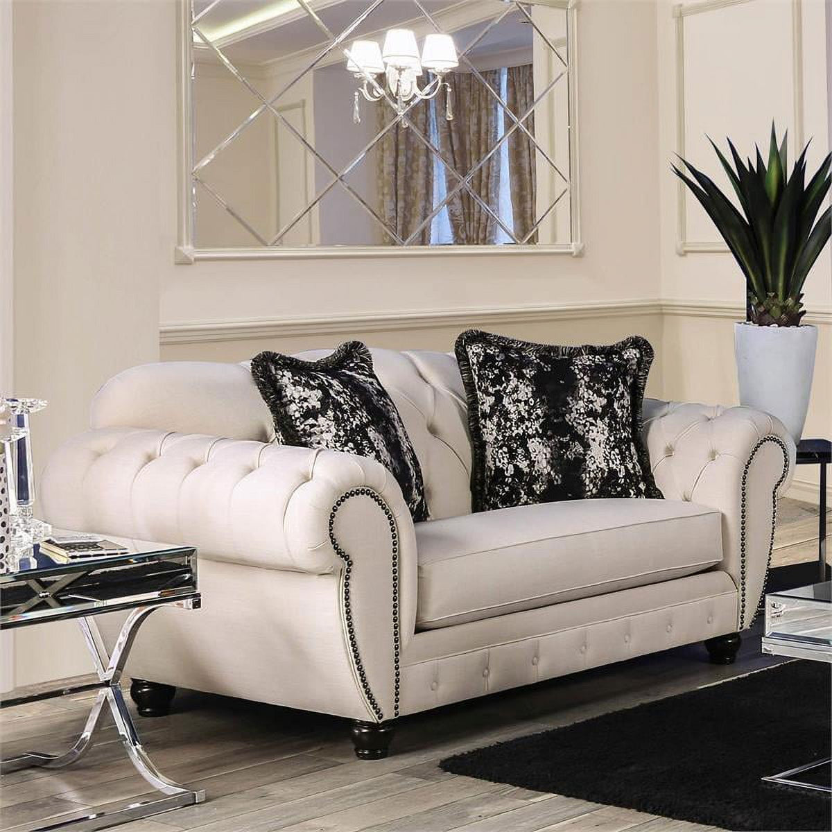 Beige Fabric 2-Piece Sofa Set R89638