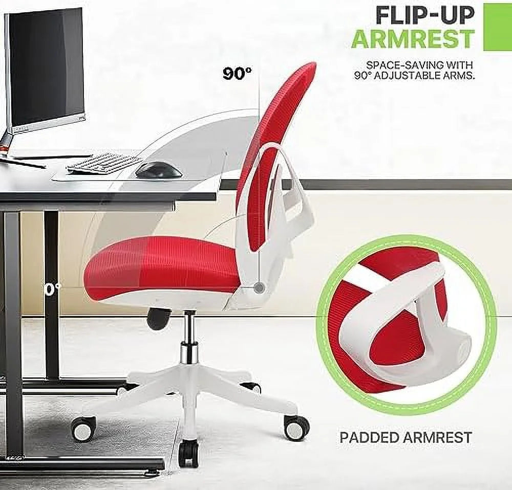 Red Mid-Back Mesh Ergonomic Office Chair E937
